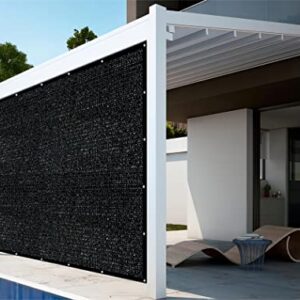 Shatex 90% Shade Fabric Sun Shade Cloth Taped Edge with Grommets Sun-Block Mesh Shade for Pergola Cover Canopy 8’ x 12’, Black