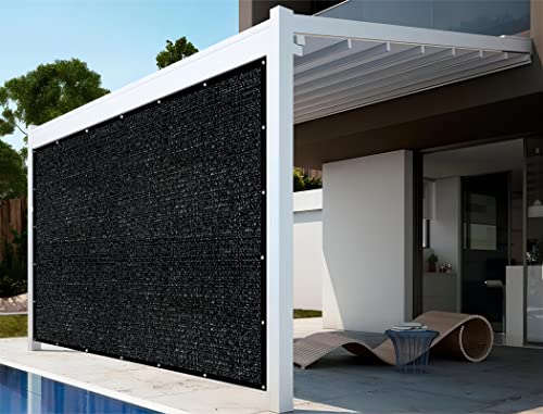 Shatex 90% Shade Fabric Sun Shade Cloth Taped Edge with Grommets Sun-Block Mesh Shade for Pergola Cover Canopy 8’ x 12’, Black