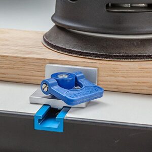 Rockler Inline Track Stop for T Track System – Durable Aluminum T Tracks Woodworking Stop features Low-Profile Knobs - T-Track Stop Measure 1-1/2'' x 1-1/2'' - T Track Accessories