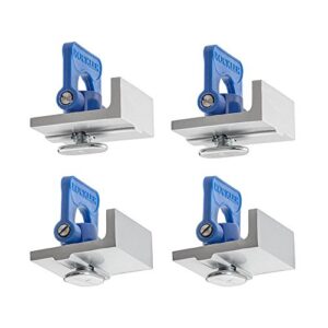 rockler t track stop kit (4 pack) - t track system accessories w/ 2 inline stops, 2 short stops - t track woodworking stop kit – aluminum t track hold down clamps for durability – 5/8” tall stops