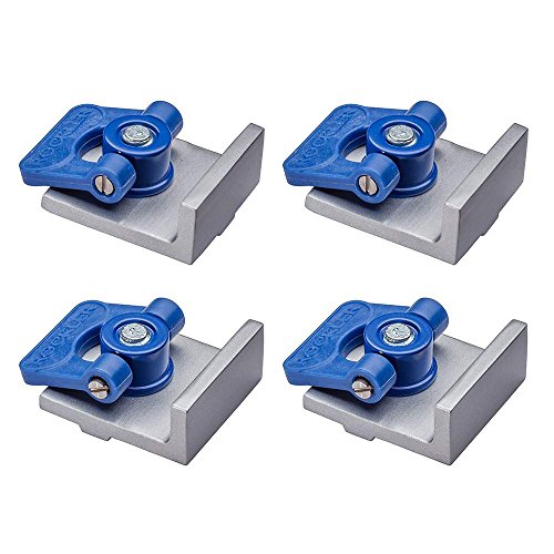 Rockler T Track Stop Kit (4 Pack) - T Track System Accessories w/ 2 Inline Stops, 2 Short Stops - T Track Woodworking Stop Kit – Aluminum T Track Hold Down Clamps for Durability – 5/8” Tall Stops