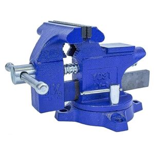 yost vises lv-4 homeowner's vise | 4.5 inch jaw width with a 3 inch jaw opening home vise | secure grip with swivel base | assembled with a combination of powder coated cast iron and steel | blue