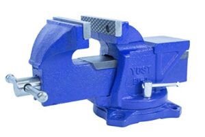 yost vises tool 4-inch workshop duty bench vise, model bv-4, with 120-degree swivel base, blue