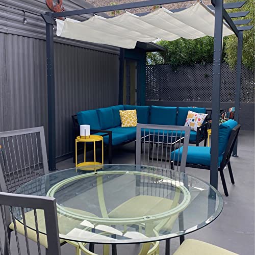 ALEKO Aluminum Retractable Patio Pergola | Outdoor Canopy Grape Trellis Pergola | Canopy Pool Garden Gazebo | 9 x 9 Ft | Cream White | PERGBURG10X13