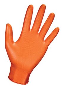 sas safety 66574 astro-grip powder‐free 7 mil nitrile gloves, x-large, orange 100/bx