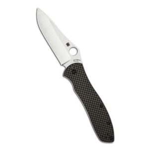 spyderco bradley folder 2 specialty knife with 3.66" cpm m4 premium steel blade and black carbon fiber laminate handle - plainedge - c134cfp2