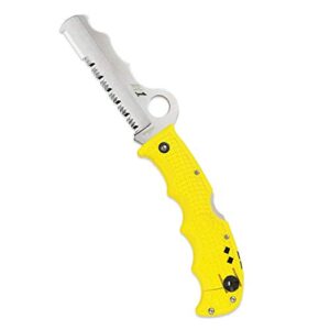 spyderco assist salt knife with 3.68" h-1 corrosion-resistant stainless steel blade and lightweight yellow frn handle - spyderedge - c79psyl