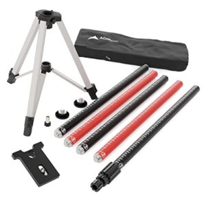 adirpro laser level pole with tripod and mount for laser levels, rotary lasers & line lasers – telescoping laser pole, mounting bracket with 1/4”-20 & 5/8-11 threads, and adjustable tripod stand