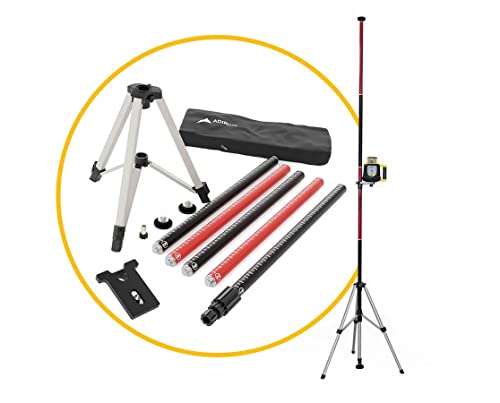 AdirPro Laser Level Pole with Tripod and Mount for Laser Levels, Rotary Lasers & Line Lasers – Telescoping Laser Pole, Mounting Bracket with 1/4”-20 & 5/8-11 Threads, and Adjustable Tripod Stand