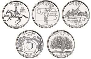 1999 p, d bu statehood quarters - 10 coin set uncirculated