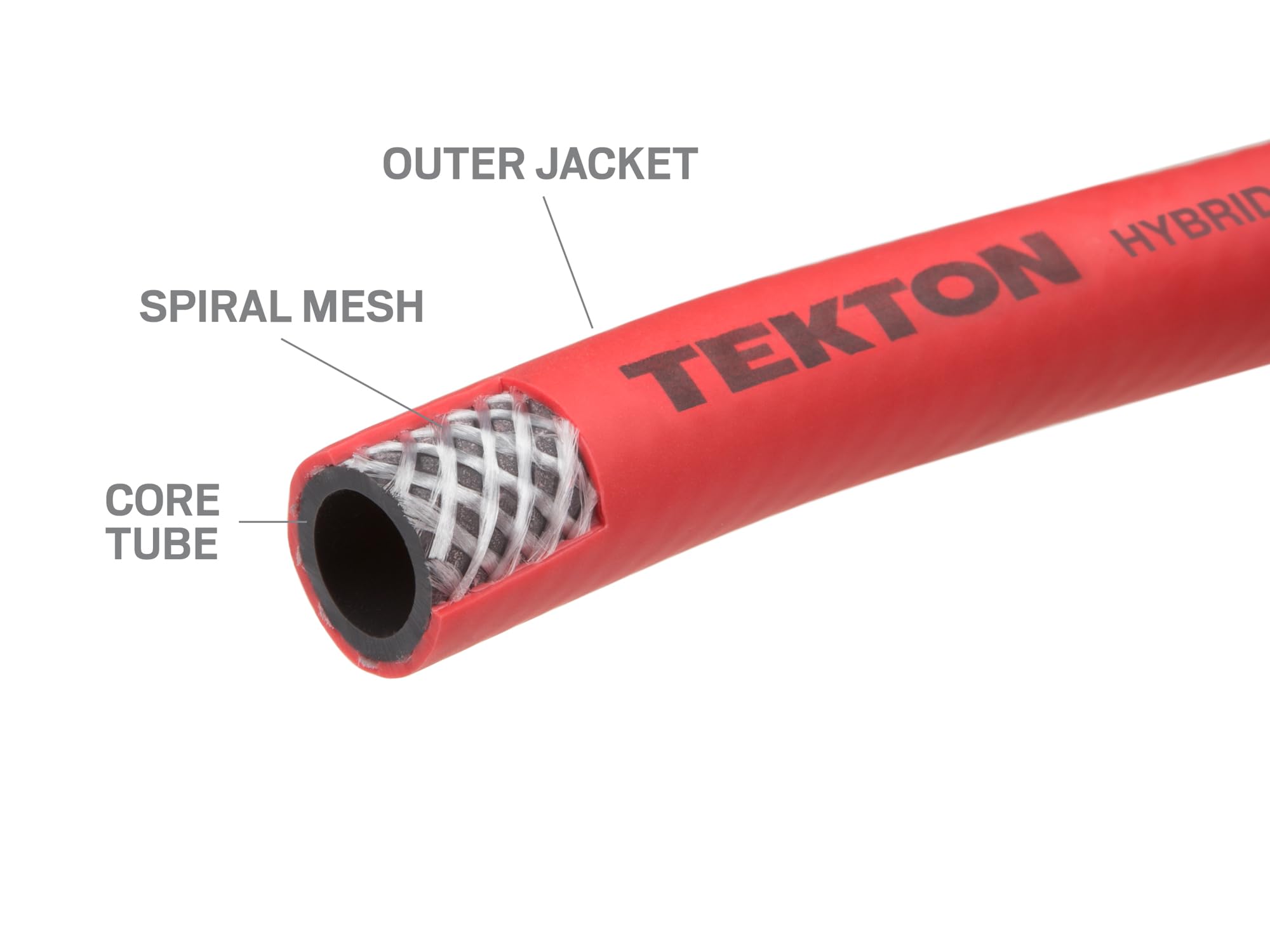 TEKTON 3/8 Inch I.D. x 6 Foot Hybrid Lead-In Air Hose (300 PSI) | 46133