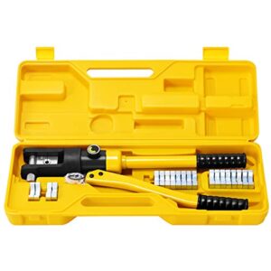 goplus 16 ton hydraulic crimping tool, 6 awg to 600 mcm battery cable lug terminal wire crimper tool kit w/ 11 pairs of dies