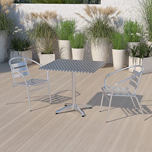 Flash Furniture Mellie 31.5'' Square Aluminum Indoor-Outdoor Table with Base