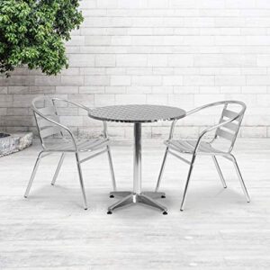flash furniture mellie 27.5'' round aluminum indoor-outdoor table with base