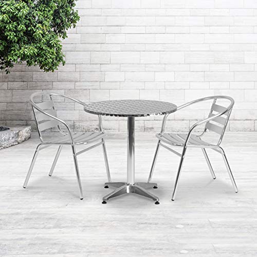 Flash Furniture Mellie 27.5'' Round Aluminum Indoor-Outdoor Table with Base