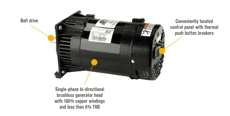 NorthStar Belt Driven Generator Head - 5,500 Surge Watts, 5,000 Rated Watts, 11 HP Required