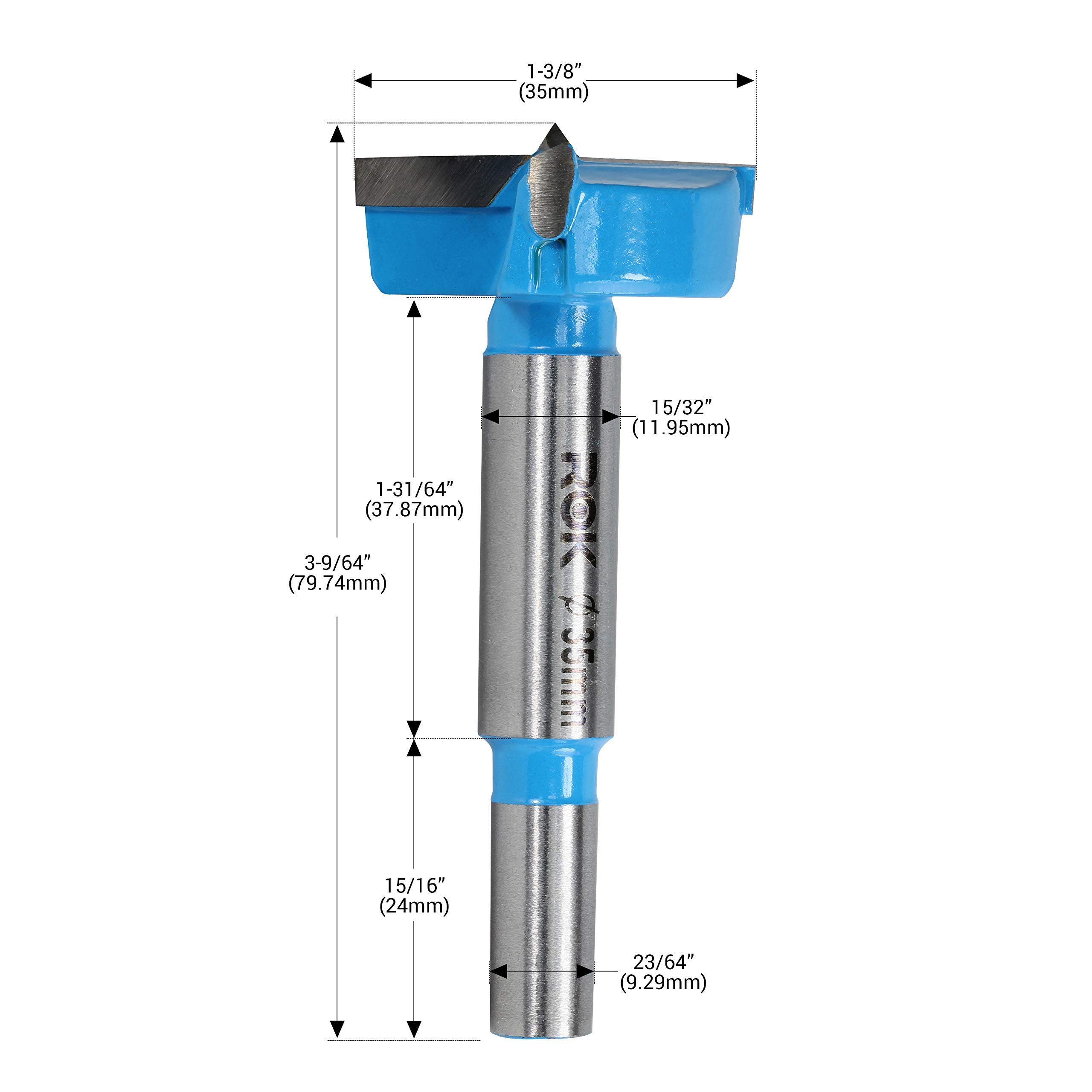 Rok Hardware 35mm Hinge Boring Forstner Drill Bit, Blue ROKBB35BLUE