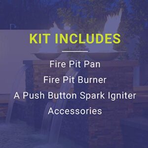 American Fireglass SS-LCBKIT-P-60 Propane 60" x 6" Linear Stainless Steel Drop-in Fire Pit Pan with Spark Ignition Kit