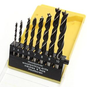 topzone 8 pieces 1/8" - 3/8" brad point drill bits set for wood