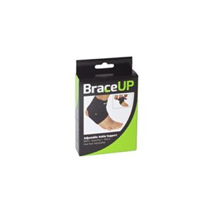 BraceUP Ankle Brace for Women and Men - Compression Ankle Support for Foot Pain, Sprained Ankle, Achilles Tendonitis, Injured Foot, One Size Adjustable Ankle Wrap