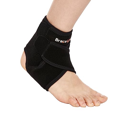 BraceUP Ankle Brace for Women and Men - Compression Ankle Support for Foot Pain, Sprained Ankle, Achilles Tendonitis, Injured Foot, One Size Adjustable Ankle Wrap