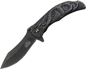 dragon sculptured masters collection spring assist folding knife (mc-a014sw) it is the coolest folding knife you'll ever see! makes a great gift! (stonewashed)