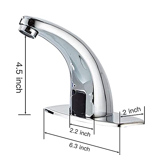 Greenspring Bathroom Sink Faucet Automatic Sensor Touchless with Hole Cover Plate Hands Chrome Vanity Modern Faucets Commercial with Control Box and Temperature Mixer