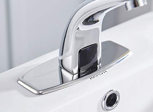 Greenspring Bathroom Sink Faucet Automatic Sensor Touchless with Hole Cover Plate Hands Chrome Vanity Modern Faucets Commercial with Control Box and Temperature Mixer