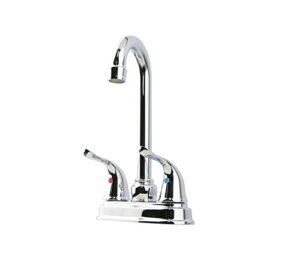 stonecrest dual control 4" metal bar faucet with tea-pot style handles, chrome finish.