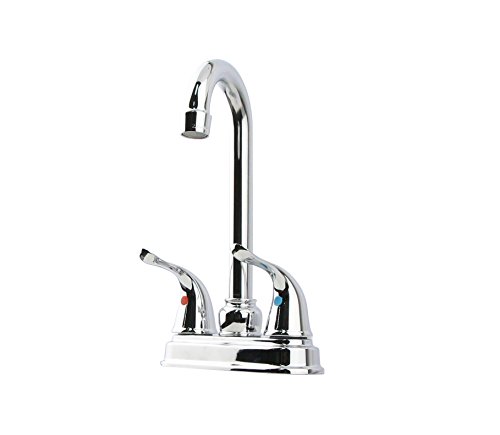 StoneCrest Dual Control 4" Metal Bar Faucet with Tea-Pot Style Handles, Chrome Finish.