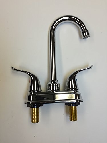 StoneCrest Dual Control 4" Metal Bar Faucet with Tea-Pot Style Handles, Chrome Finish.