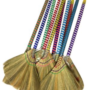 Caravelle Choi Bong Co Vietnam Hand Made Straw Soft Broom with Colored Handle 12" Head Width, 40" Overall Length -1pc