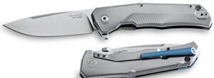 lionsteel tre titanium framelock blue folding knife,2.88in,bohler m390 steel,drop tre bl