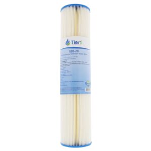 tier1 20 micron 20 inch x 4.5 inch | pleated cellulose whole house sediment water filter replacement cartridge | compatible with pentek s1-20bb, 155305-43, w20clhd20, home water filter