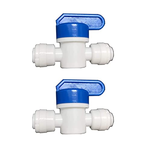 Malida 3/8"x3/8" Tube Ball Valve Quick Connect Shut Off for RO Water Purifiers Filters Reverse Osmosis Set of 2