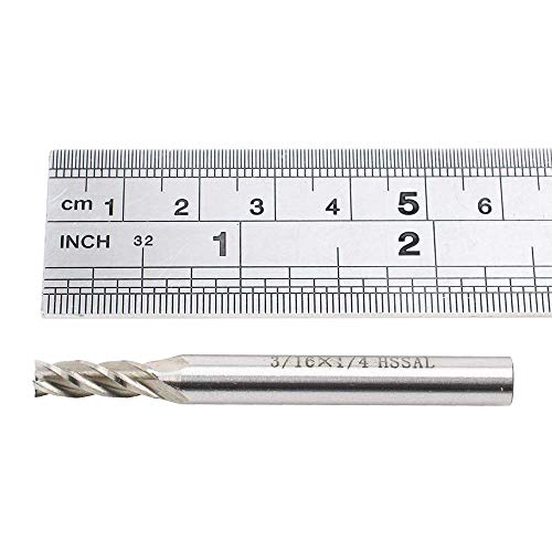 AUTOTOOLHOME 3/16" X 1/4" HSS 4 Flutes Straight End Mill Milling Cutter Pack of 2