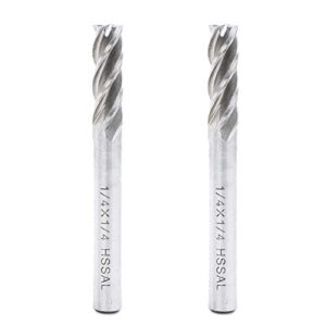 autotoolhome 1/4 inch hss 4 flutes end mills milling cutter end drill bit straight shank pack of 2
