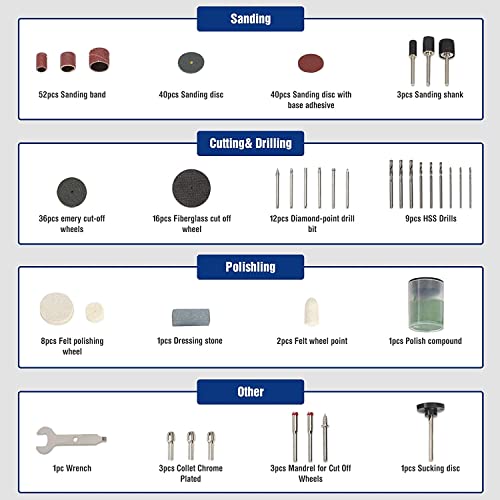 WORKPRO 276-piece Rotary Tool Accessories Kit Universal Fitment for Easy Cutting, Carving and Polishing