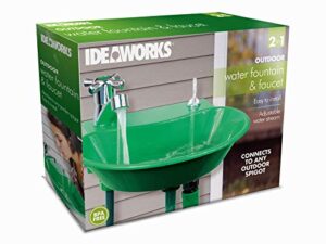 2-in-1 outdoor water fountain and faucet, green