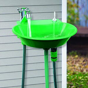 2-in-1 Outdoor Water Fountain and Faucet, Green