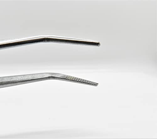 Cross Lock Tweezer Set Of 2 Bent & Straight Self Closing Holding Tweezers S.S.