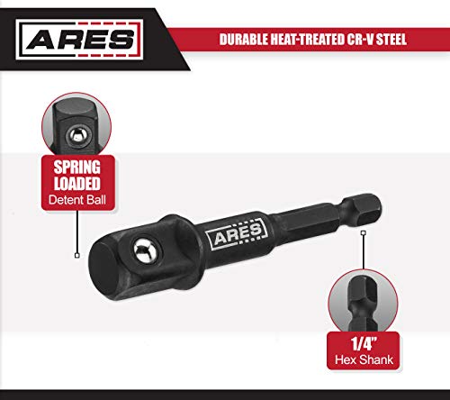 ARES 70000-3-Inch Impact Grade Socket Adapter Set - Turns Impact Drill Driver into High Speed Socket Driver - 1/4-Inch, 3/8-Inch, and 1/2-Inch Drive