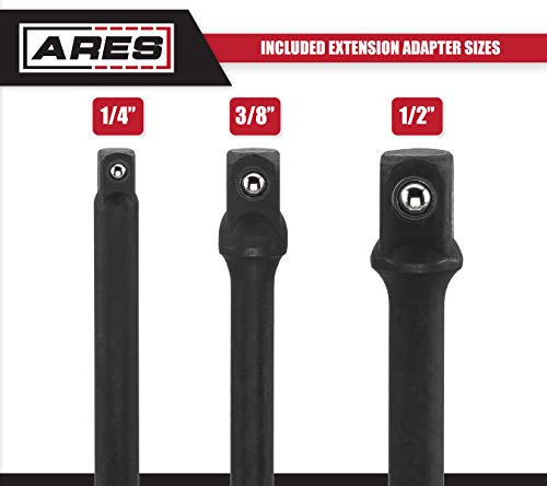 ARES 70000-3-Inch Impact Grade Socket Adapter Set - Turns Impact Drill Driver into High Speed Socket Driver - 1/4-Inch, 3/8-Inch, and 1/2-Inch Drive