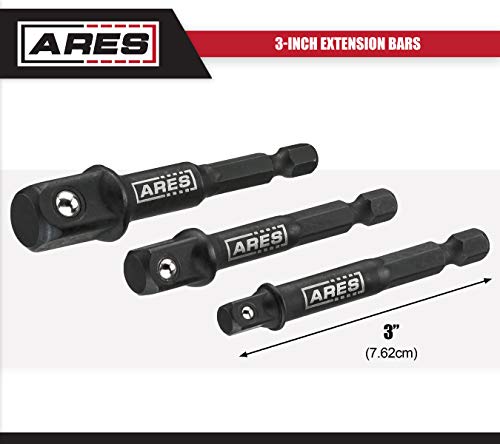 ARES 70000-3-Inch Impact Grade Socket Adapter Set - Turns Impact Drill Driver into High Speed Socket Driver - 1/4-Inch, 3/8-Inch, and 1/2-Inch Drive