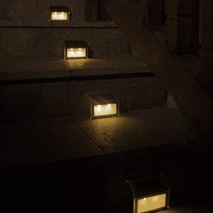 XLUX Solar Lights for Steps Decks Pathway Yard Stairs Fences, LED lamp, Outdoor Waterproof, Warm Light, 6 Pack