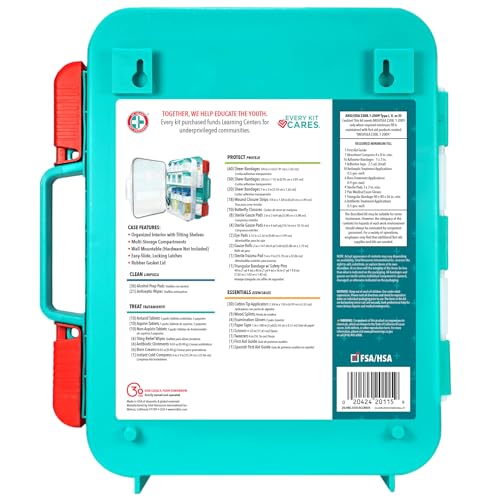 Be Smart Get Prepared First Aid Kit, Teal, 326 Piece, Exceeds OSHA and ANSI Guidelines 100 People - Office, Home, Car, School, Emergency, Survival, Camping, Hunting and Sports