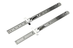 se stainless steel sae metric ruler set - stainless steel precision ruler measuring tool - detachable clips - set of 2 pcs - 925psr-2