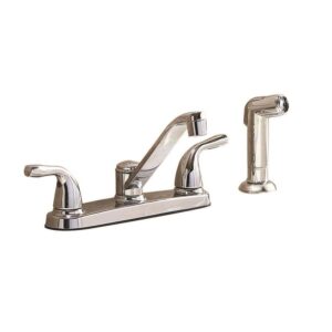 project source chrome 2-handle low-arc kitchen faucet with side spray