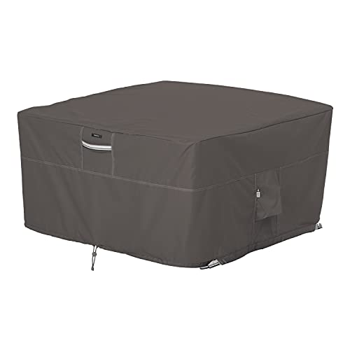 Classic Accessories Ravenna Water-Resistant 42 Inch Square Fire Pit Table Cover, Outdoor Table Cover