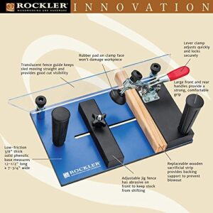 Rockler Rail Coping Sled for Router Table – Round Handle Router Sled for Firm Grip – Toggle Clamp Features Easy, Tool-Free Adjustments - Maximum Workpiece Dimension (5” Wide x 1-1/4”) - Router Jigs